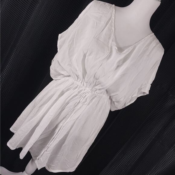 NWT! LANDS' END! SHEER WHITE MODAL DRAWSTRING WAIST MINI DRESS, SHIFT! SZ XS-S - Picture 12 of 12
